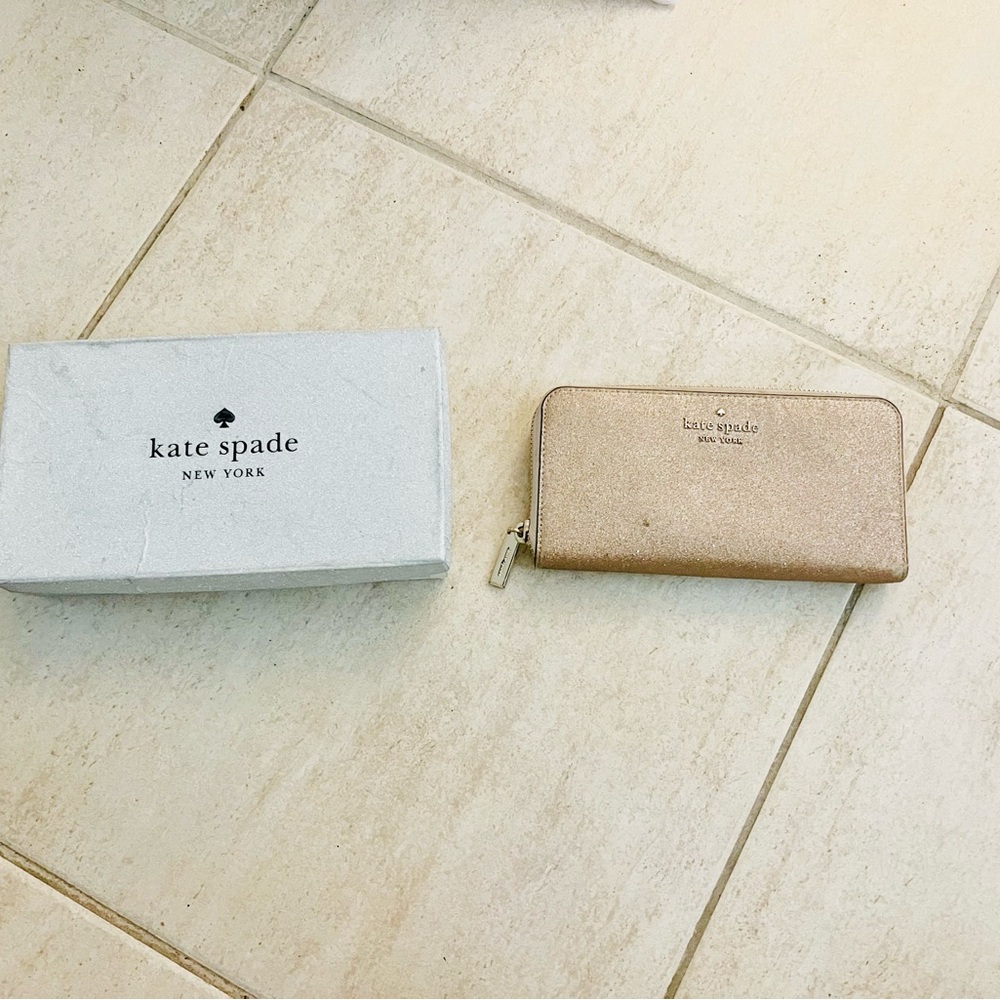 Kate Spade Large Continental Wallet Rose gold glitter